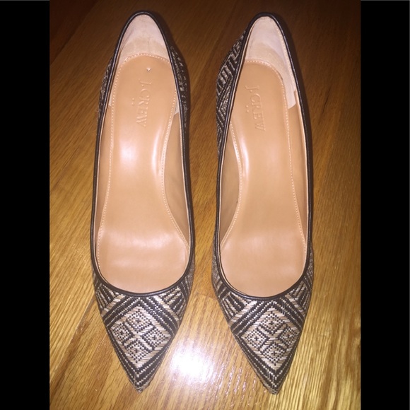 J Crew Black and Cream Rafia Pumps size 9.5 - Picture 2 of 8